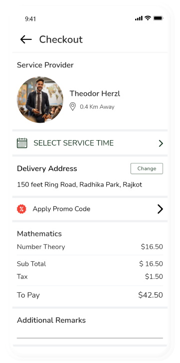 customer app - checkout