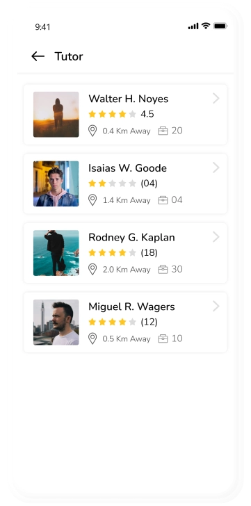 customer app - tutor selection