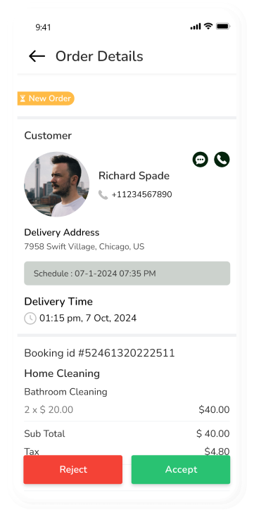 provider app - order details