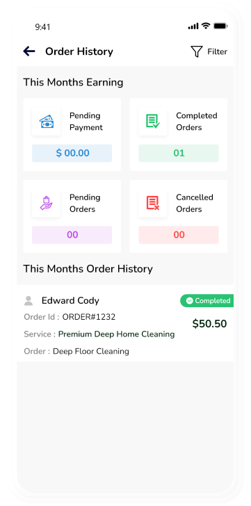 provider app - order history