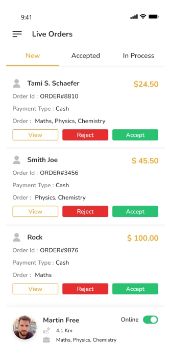 provider app - live orders