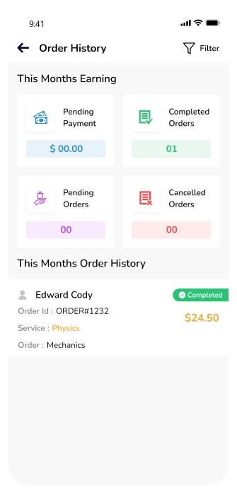 provider app - order history