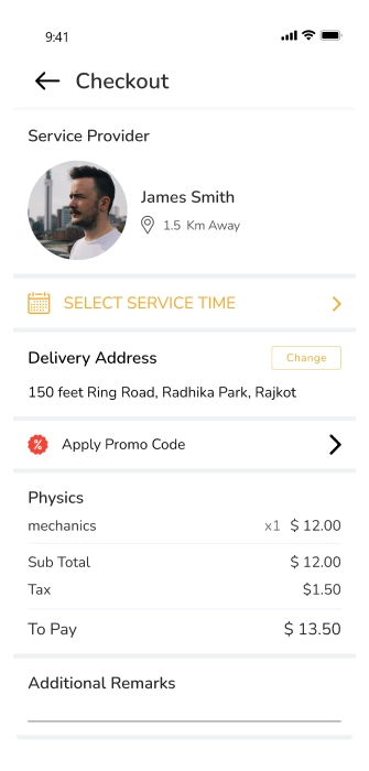 customer app - checkout