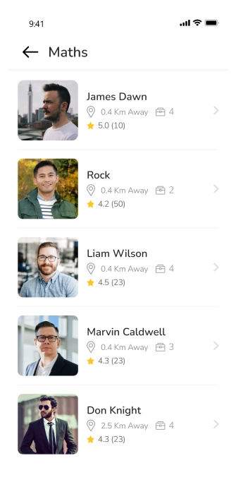 customer app - tutor selection