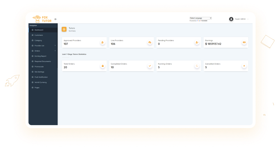 uber for tutor - booking dashboard