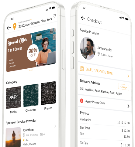 uber for tutor - service provider & checkout
