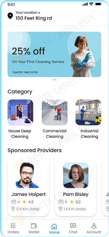 customer app - cleaning categories & providers