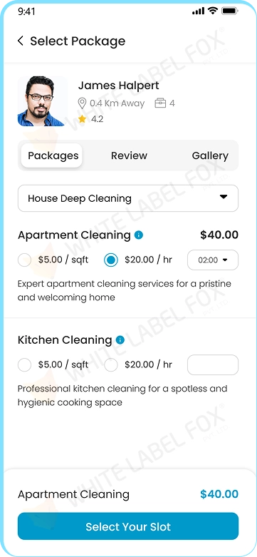 customer app - select package