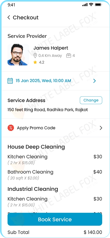 customer app - book cleaning service