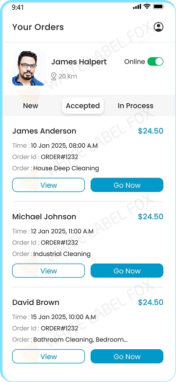 provider app - accepted cleaning orders