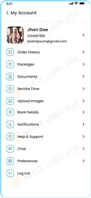 provider app - user account settings