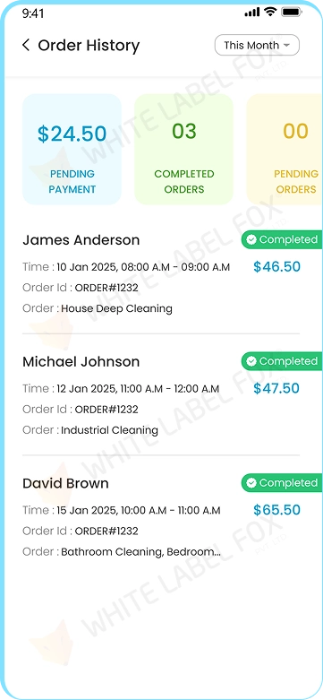 provider app - order history