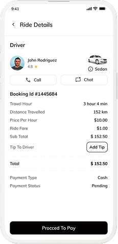 User App - Ride finished