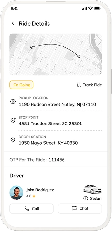 User App - Ride started