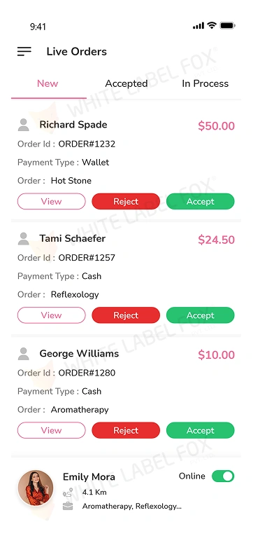 provider app - live orders