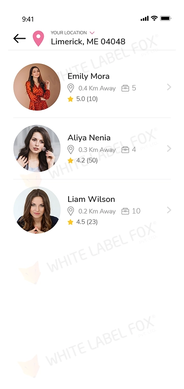 customer app - find nearby serivce providers