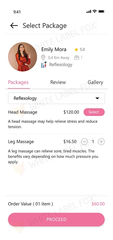 customer app - select package