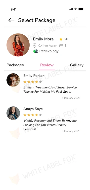 customer app - review and rating