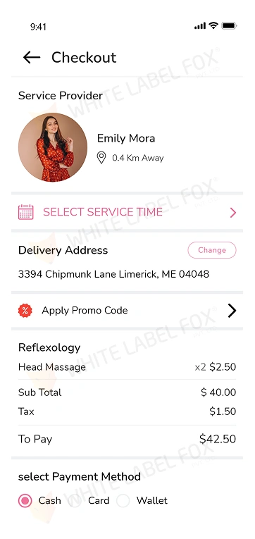 customer app - checkout screen