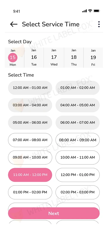 customer app - select service time
