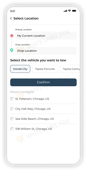 customer app - select location