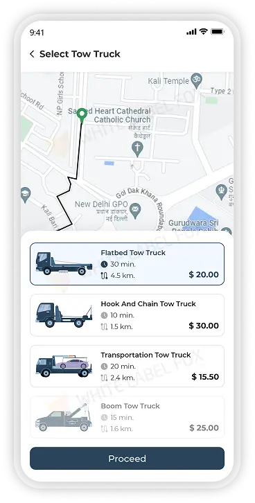 customer app - select tow truck