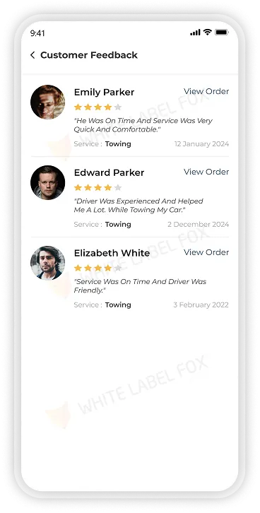 driver app - customer feedback