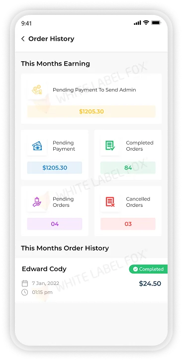 driver app - order history