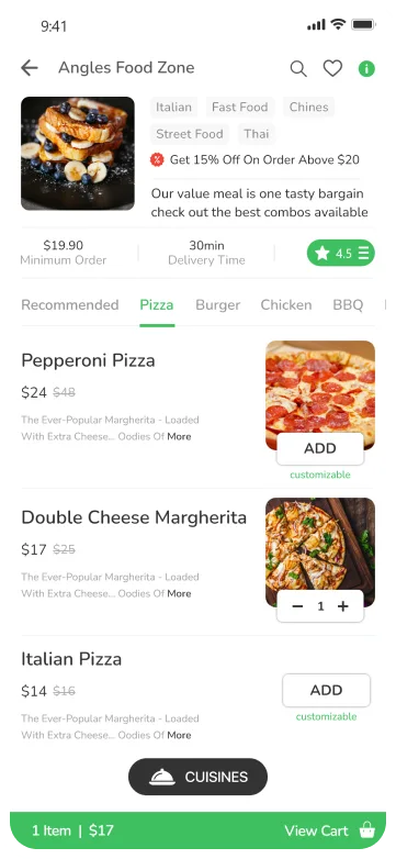 cutomer app - add to cart
