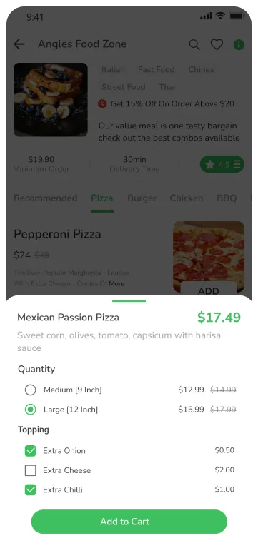 cutomer app - add to cart