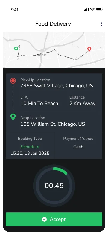 driver app - food delivery