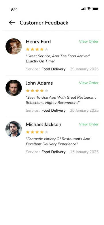driver app - customer feedback