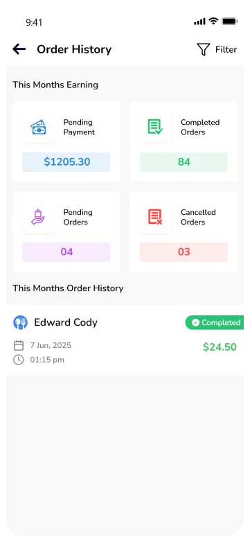 driver app - order history