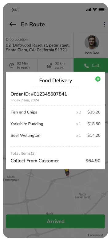 driver app - Order pickup confirmation