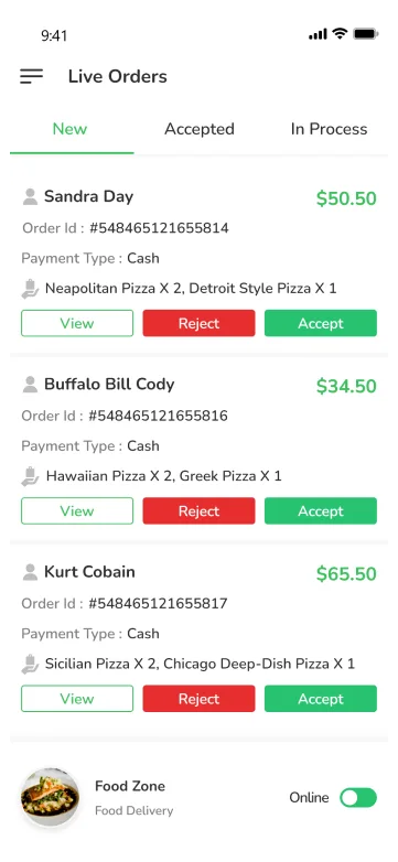 store app - live orders
